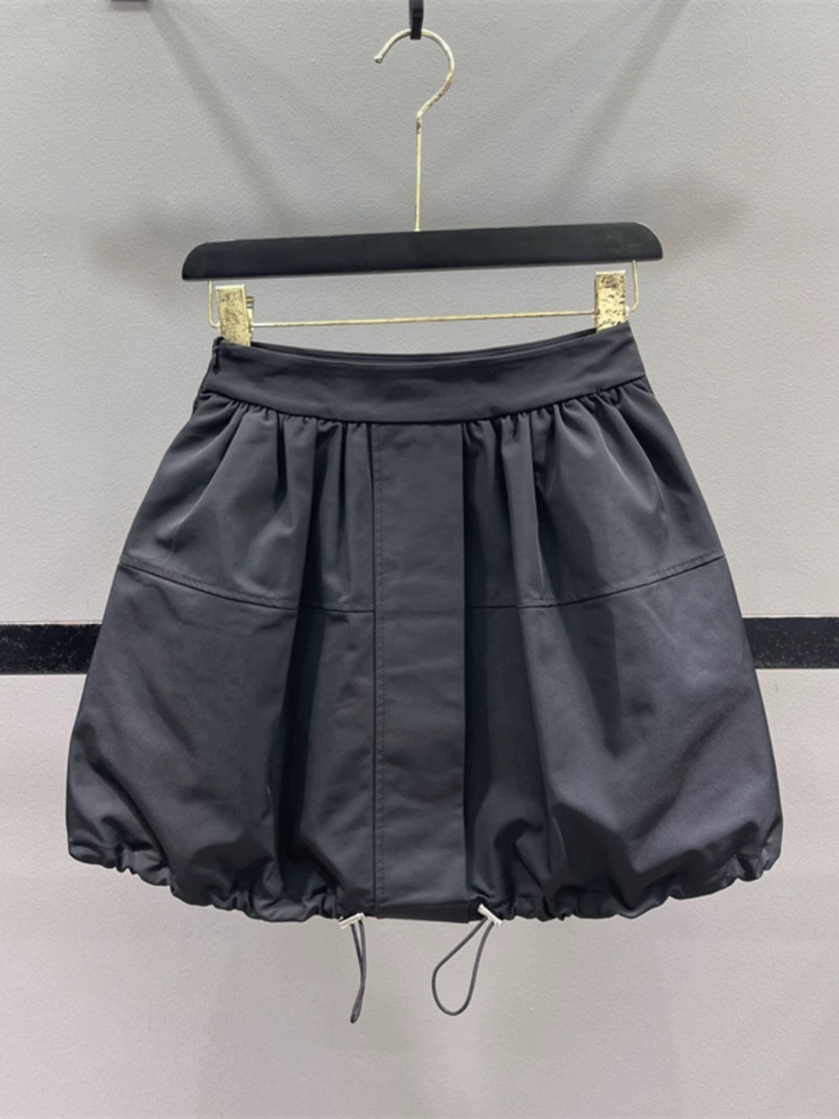 Workwear Drawstring High Waist Casual Skirt Women's 2024 Summer Slim A-Line Puff Skirt Small Flower Bud Short Skirt
