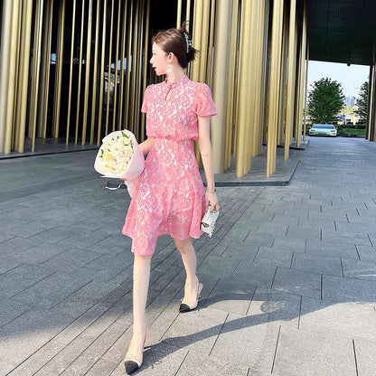 Special price women's clothing 2024 new pink fishtail skirt high-end exquisite temperament improved cheongsam national style dress