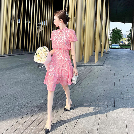 Special price women's clothing 2024 new pink fishtail skirt high-end exquisite temperament improved cheongsam national style dress