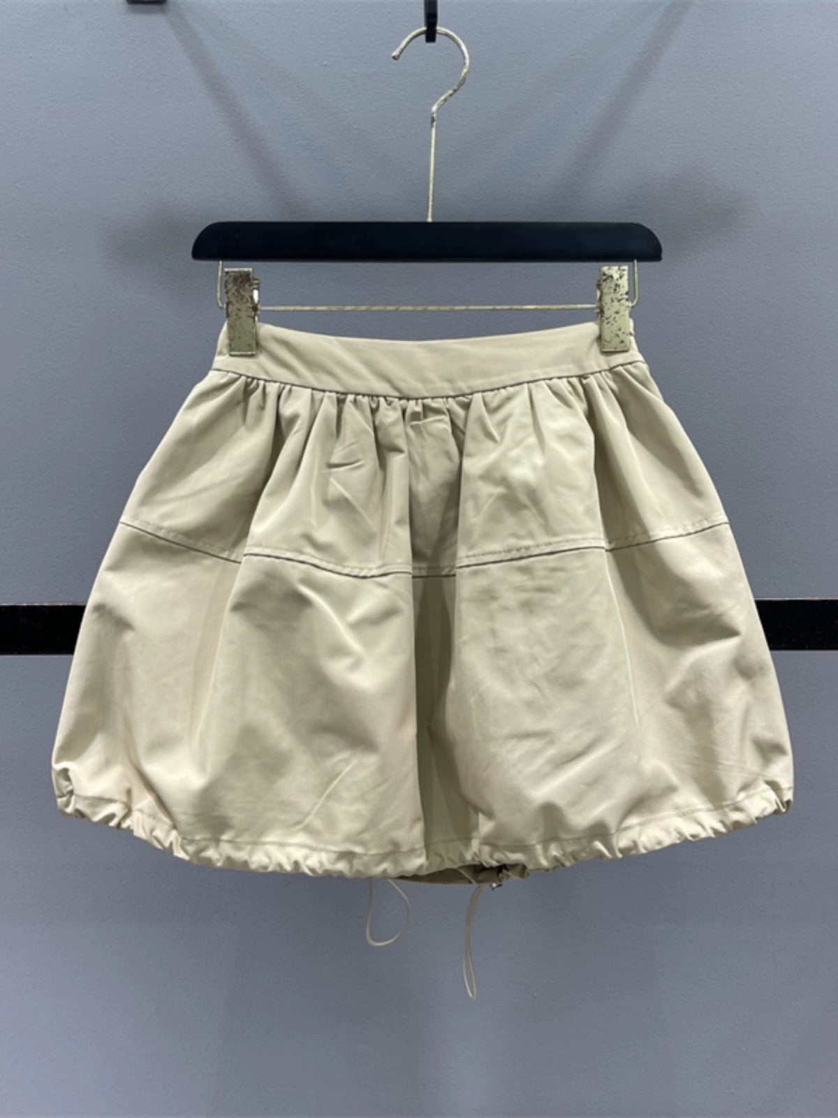 Workwear Drawstring High Waist Casual Skirt Women's 2024 Summer Slim A-Line Puff Skirt Small Flower Bud Short Skirt