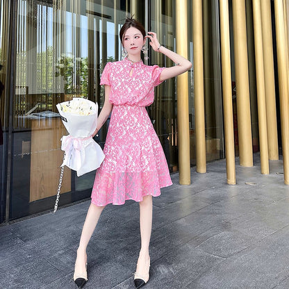 Special price women's clothing 2024 new pink fishtail skirt high-end exquisite temperament improved cheongsam national style dress