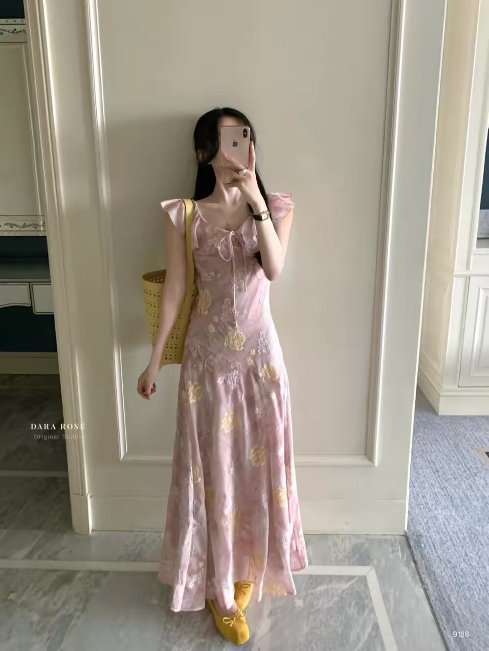 DARA ROSE Summer 2026 New Arrival: French Romantic Floral Ruffled Maxi Dress (Waist-Cinching & Slimming Fit)