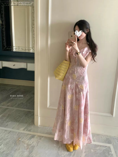 DARA ROSE Summer 2026 New Arrival: French Romantic Floral Ruffled Maxi Dress (Waist-Cinching & Slimming Fit)