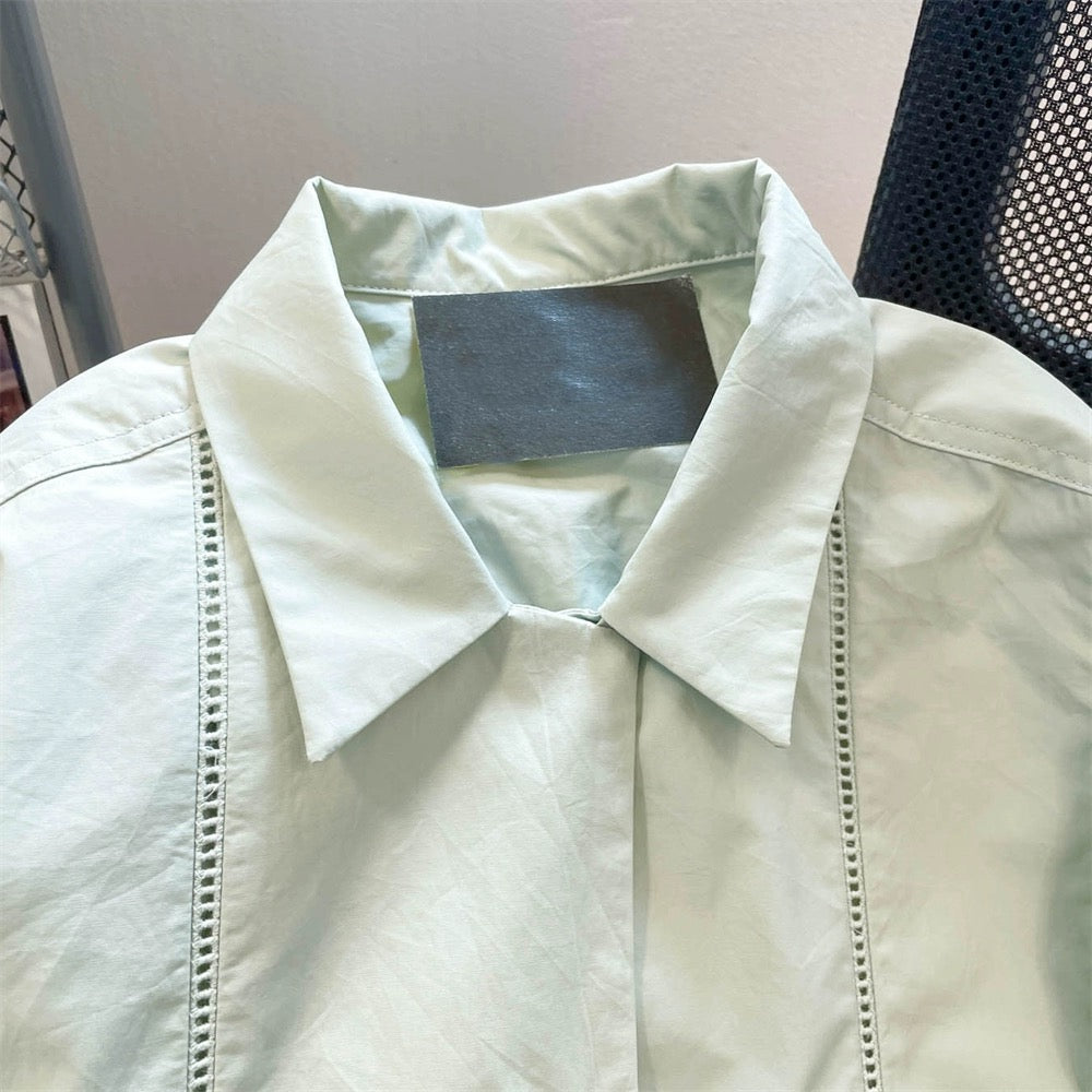 Japanese lazy Hong Kong style oversize short-sleeved shirt jacket for men and women summer high-end design niche half-sleeved tops