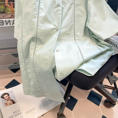 Japanese lazy Hong Kong style oversize short-sleeved shirt jacket for men and women summer high-end design niche half-sleeved tops