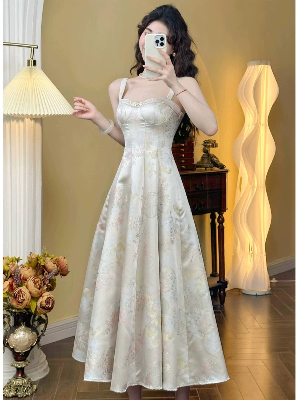 Mrs. Xiao [Flower Room Collection] 2024 New Chinese Style National Style Retro Suspender Skirt Embroidered Spring and Summer New Dress