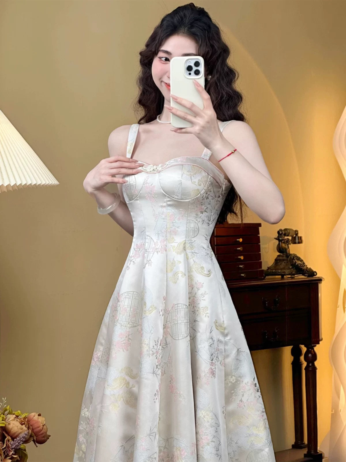 Mrs. Xiao [Flower Room Collection] 2024 New Chinese Style National Style Retro Suspender Skirt Embroidered Spring and Summer New Dress