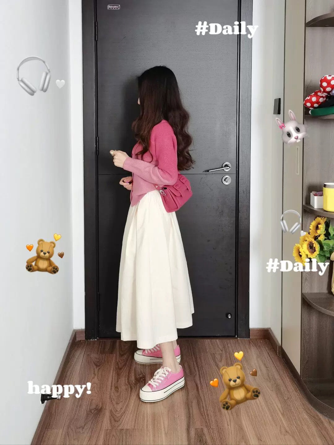 Korean style fashionable gradient knitted cardigan sweater jacket skirt two-piece suit autumn and winter petite
