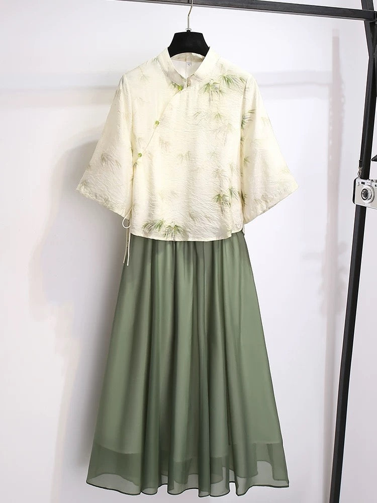 Early spring and autumn new Chinese style Hanfu skirt two-piece suit female adult 2025 summer new national style cheongsam dress