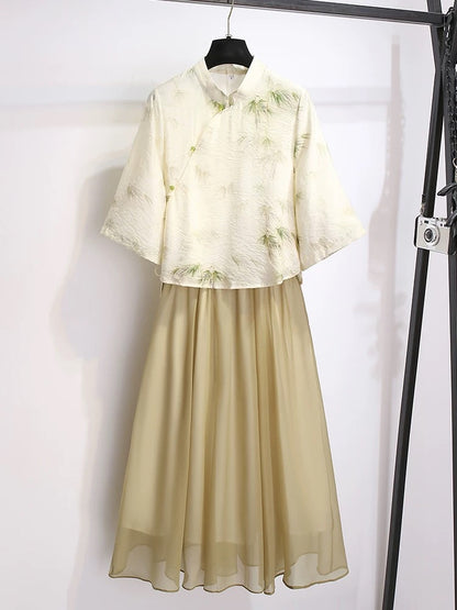 Early spring and autumn new Chinese style Hanfu skirt two-piece suit female adult 2025 summer new national style cheongsam dress