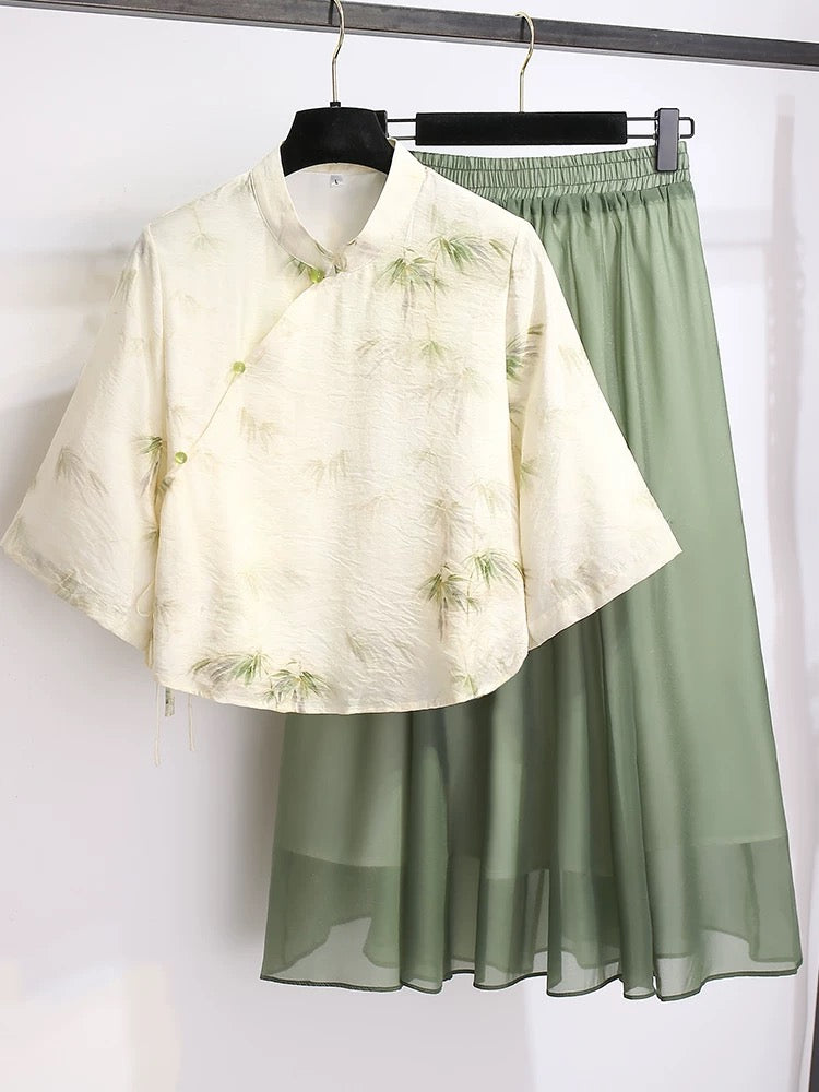 Early spring and autumn new Chinese style Hanfu skirt two-piece suit female adult 2025 summer new national style cheongsam dress