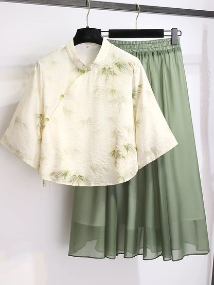 Early spring and autumn new Chinese style Hanfu skirt two-piece suit female adult 2025 summer new national style cheongsam dress
