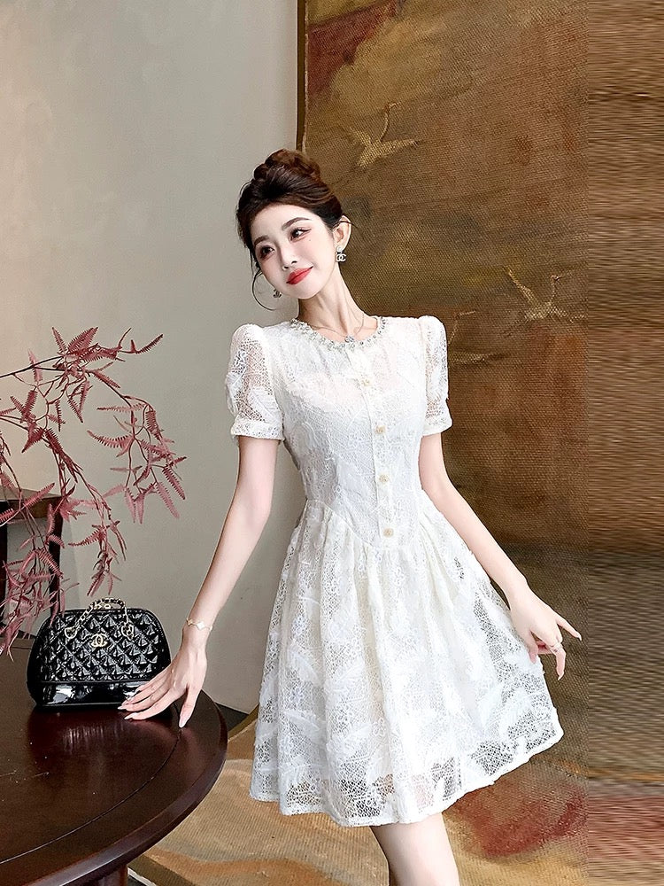 This year's popular skirt summer women's clothing 2025 new style beautiful unique temperament white A-line dress