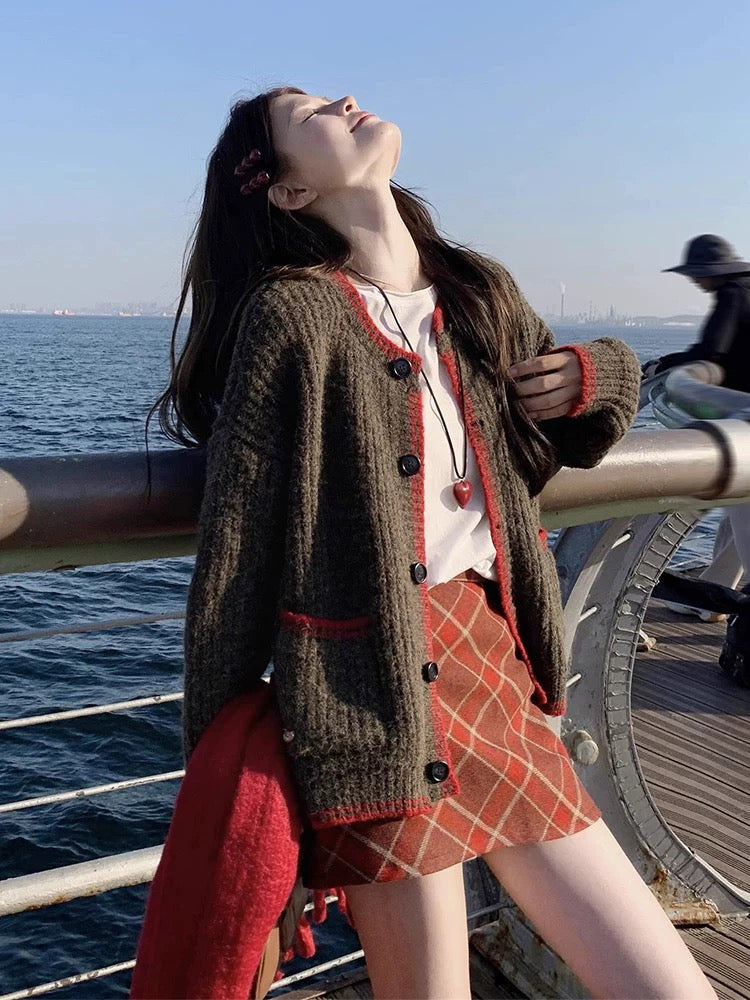 Xiao Xiangfeng high-end red sweater suit dress children 2025 a complete set of early autumn temperament ootd wear