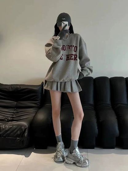 Korean style with 2025 a complete set of early autumn clothes high-end wear sweater dress college petite suit skirt