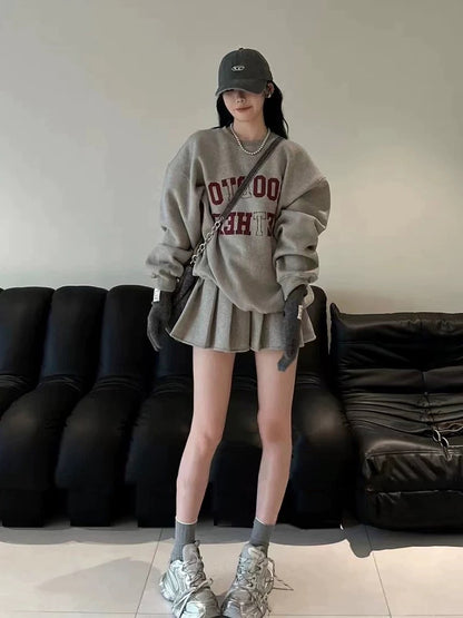 Korean style with 2025 a complete set of early autumn clothes high-end wear sweater dress college petite suit skirt