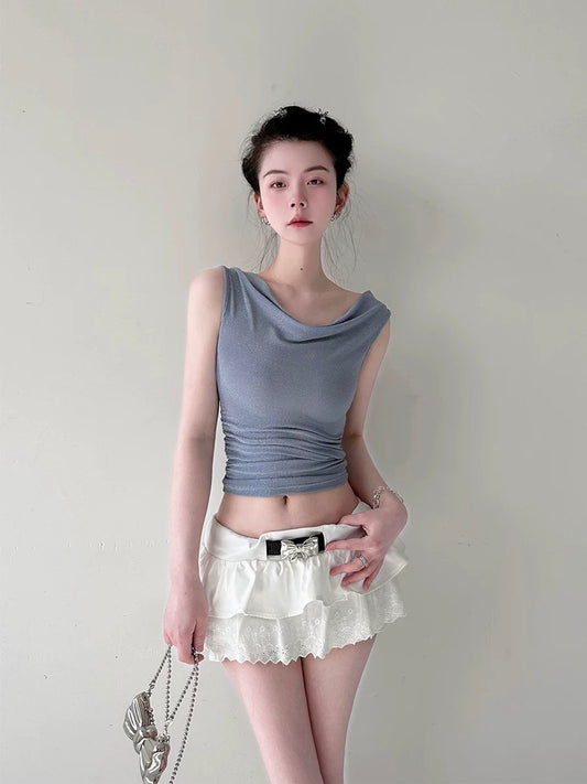 Ledisha original backless sexy hot girl sleeveless t-shirt female new sexy chest vest top gg1595
