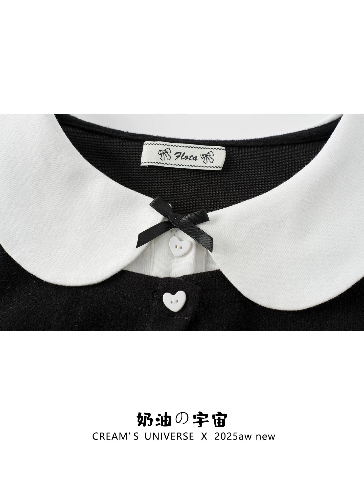 Creamy Universe - Color-blocked two-piece Peter Pan collar long-sleeved T-shirt for women, Korean style, slim fit, short style, inner layer top.