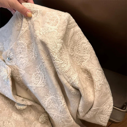 2025 early autumn new fashion all-match round neck different button long sleeve jacket women's loose slimming tops