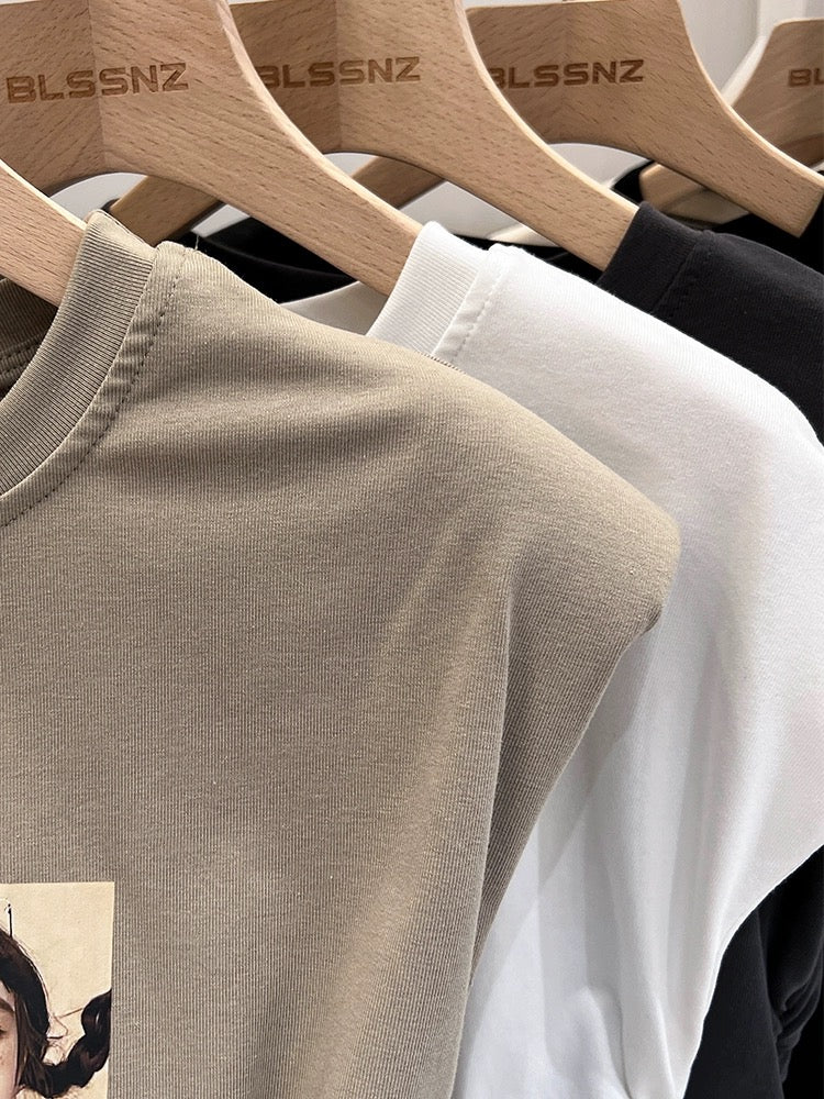 Xiaofei Sleeve pure cotton short-sleeved T-shirt for women summer 2024 new drawstring waist fashionable short sleeveless top for women trendy