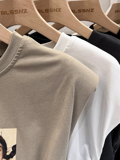 Xiaofei Sleeve pure cotton short-sleeved T-shirt for women summer 2024 new drawstring waist fashionable short sleeveless top for women trendy