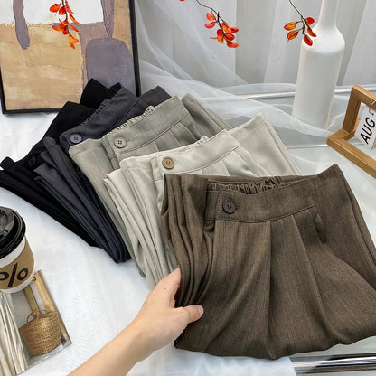 Retro Yamamoto high-grade drape pleated suit pants women's summer loose wide-leg versatile mopping casual straight trousers
