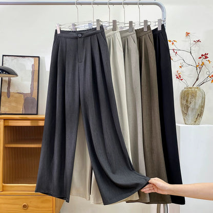 Retro Yamamoto high-grade drape pleated suit pants women's summer loose wide-leg versatile mopping casual straight trousers