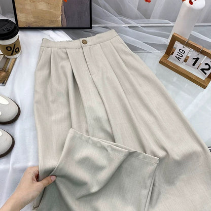 Retro Yamamoto high-grade drape pleated suit pants women's summer loose wide-leg versatile mopping casual straight trousers
