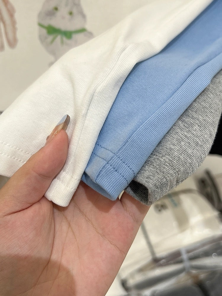 Cartoon printed cotton right shoulder short-sleeved T-shirt for women summer 2024 new style American half-sleeved T-shirt short top trendy