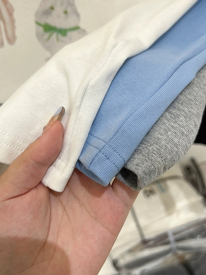 Cartoon printed cotton right shoulder short-sleeved T-shirt for women summer 2024 new style American half-sleeved T-shirt short top trendy