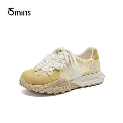 15mins blue Dexun shoes for women 2025 new summer lace breathable mesh shoes ballet shoes casual shoes