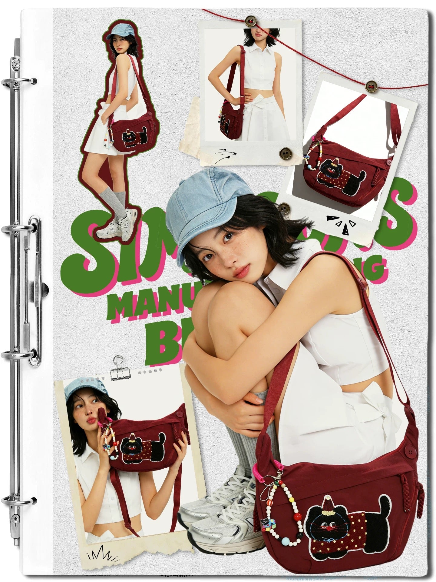 SIMP crossbody dumpling bag, cute and large capacity, cartoon-shaped charm, stylish and versatile canvas bag for travel and commuting.