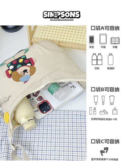 SIMP crossbody dumpling bag, cute and large capacity, cartoon-shaped charm, stylish and versatile canvas bag for travel and commuting.