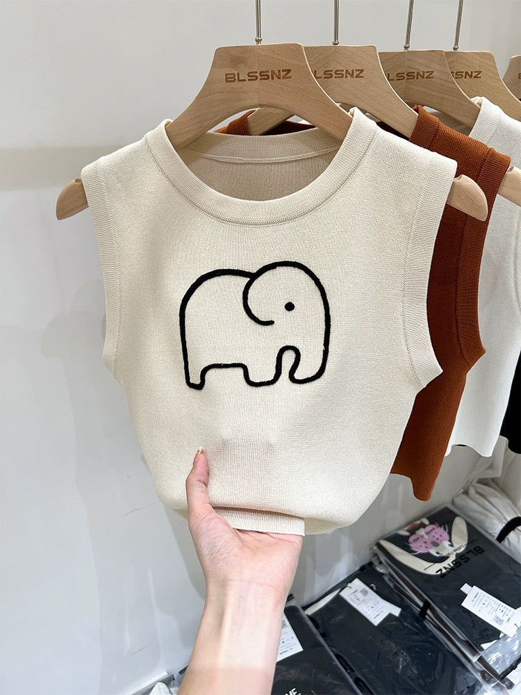 Ice silk white waistcoat sleeveless sweater for women summer sweet and spicy suspender chic short top vest for women summer outer wear