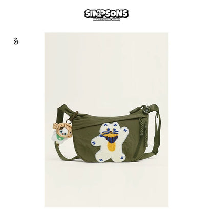 SIMP crossbody dumpling bag, cute and large capacity, cartoon-shaped charm, stylish and versatile canvas bag for travel and commuting.