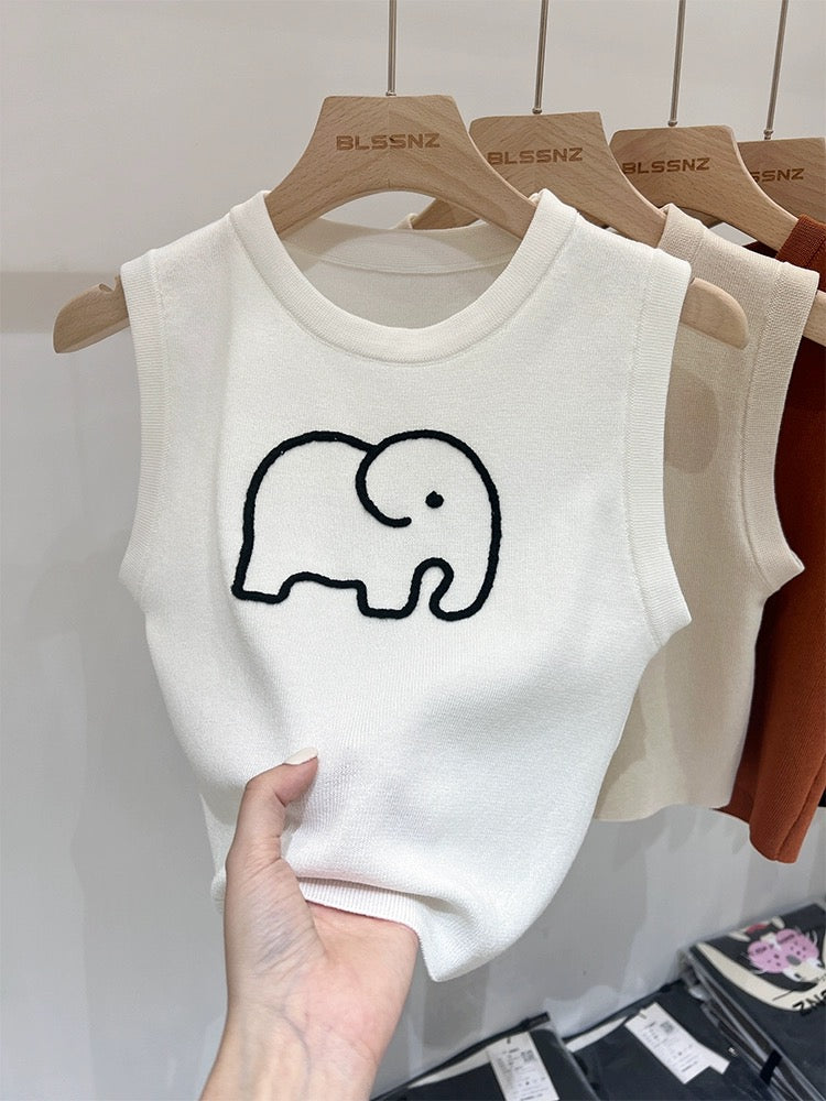 Ice silk white waistcoat sleeveless sweater for women summer sweet and spicy suspender chic short top vest for women summer outer wear