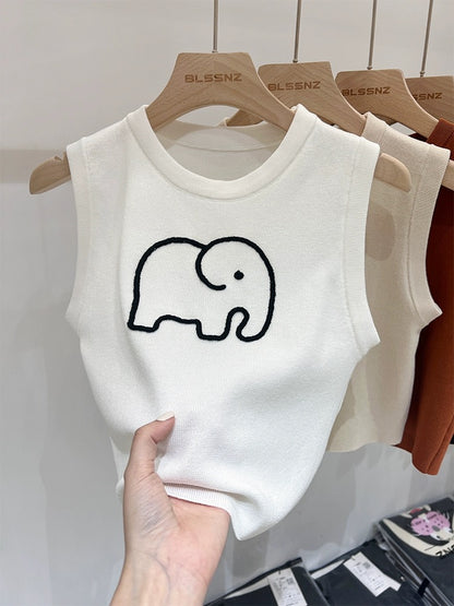 Ice silk white waistcoat sleeveless sweater for women summer sweet and spicy suspender chic short top vest for women summer outer wear