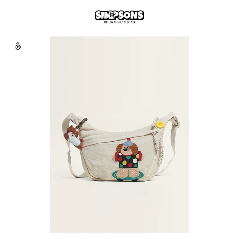 SIMP crossbody dumpling bag, cute and large capacity, cartoon-shaped charm, stylish and versatile canvas bag for travel and commuting.