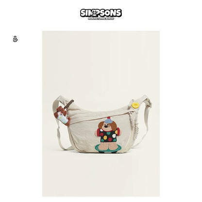 SIMP crossbody dumpling bag, cute and large capacity, cartoon-shaped charm, stylish and versatile canvas bag for travel and commuting.