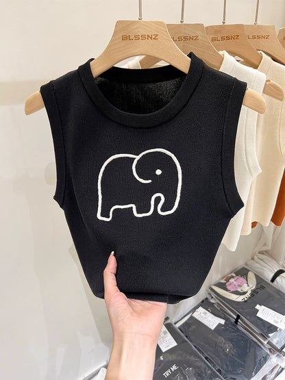 Ice silk white waistcoat sleeveless sweater for women summer sweet and spicy suspender chic short top vest for women summer outer wear