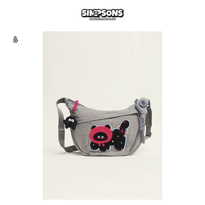SIMP crossbody dumpling bag, cute and large capacity, cartoon-shaped charm, stylish and versatile canvas bag for travel and commuting.