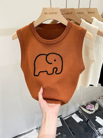 Ice silk white waistcoat sleeveless sweater for women summer sweet and spicy suspender chic short top vest for women summer outer wear