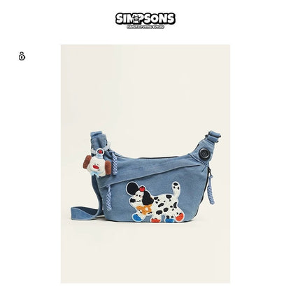 SIMP crossbody dumpling bag, cute and large capacity, cartoon-shaped charm, stylish and versatile canvas bag for travel and commuting.