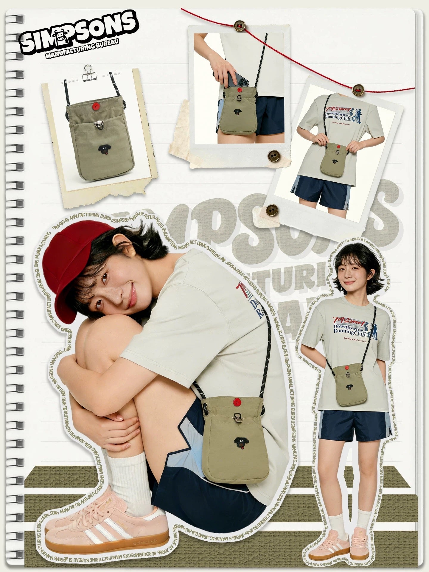 SIMS Original Compact and Lightweight Phone Bag, Casual Crossbody Canvas Bag with Cartoon Embroidery Coin Purse