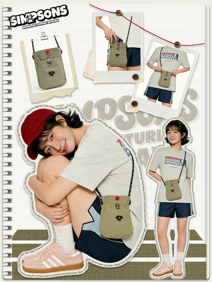 SIMS Original Compact and Lightweight Phone Bag, Casual Crossbody Canvas Bag with Cartoon Embroidery Coin Purse