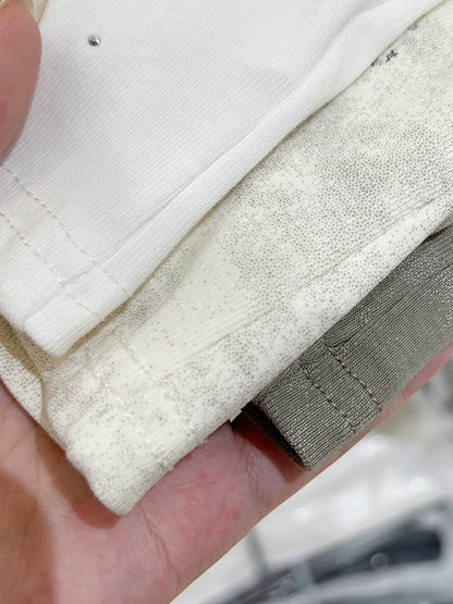 Butterfly print right shoulder short-sleeved T-shirt for women summer 2024 new design heavy industry hot diamond slim short top