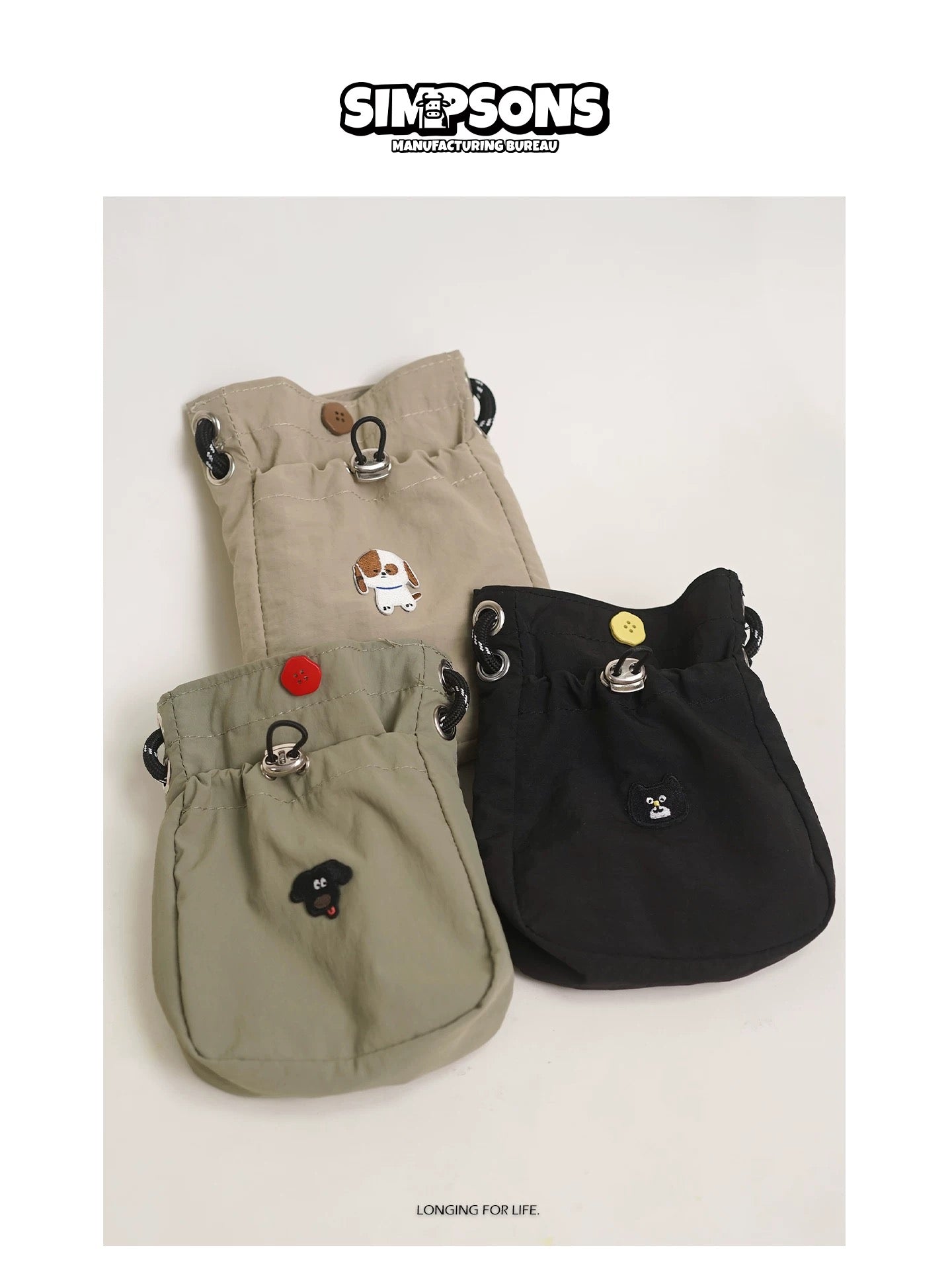SIMS Original Compact and Lightweight Phone Bag, Casual Crossbody Canvas Bag with Cartoon Embroidery Coin Purse
