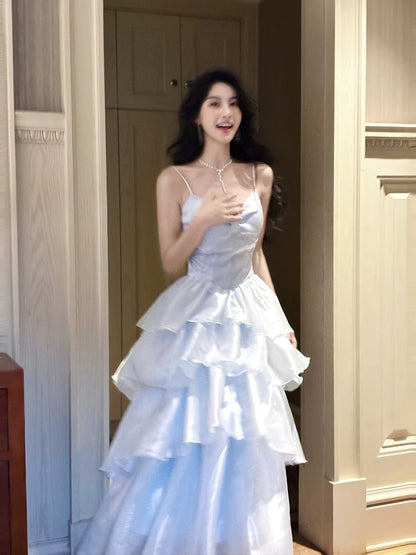 Good Job! [The Legend of the Blue Sea] French Chic Blue Spaghetti Strap Fitted Dress - Birthday Outfit