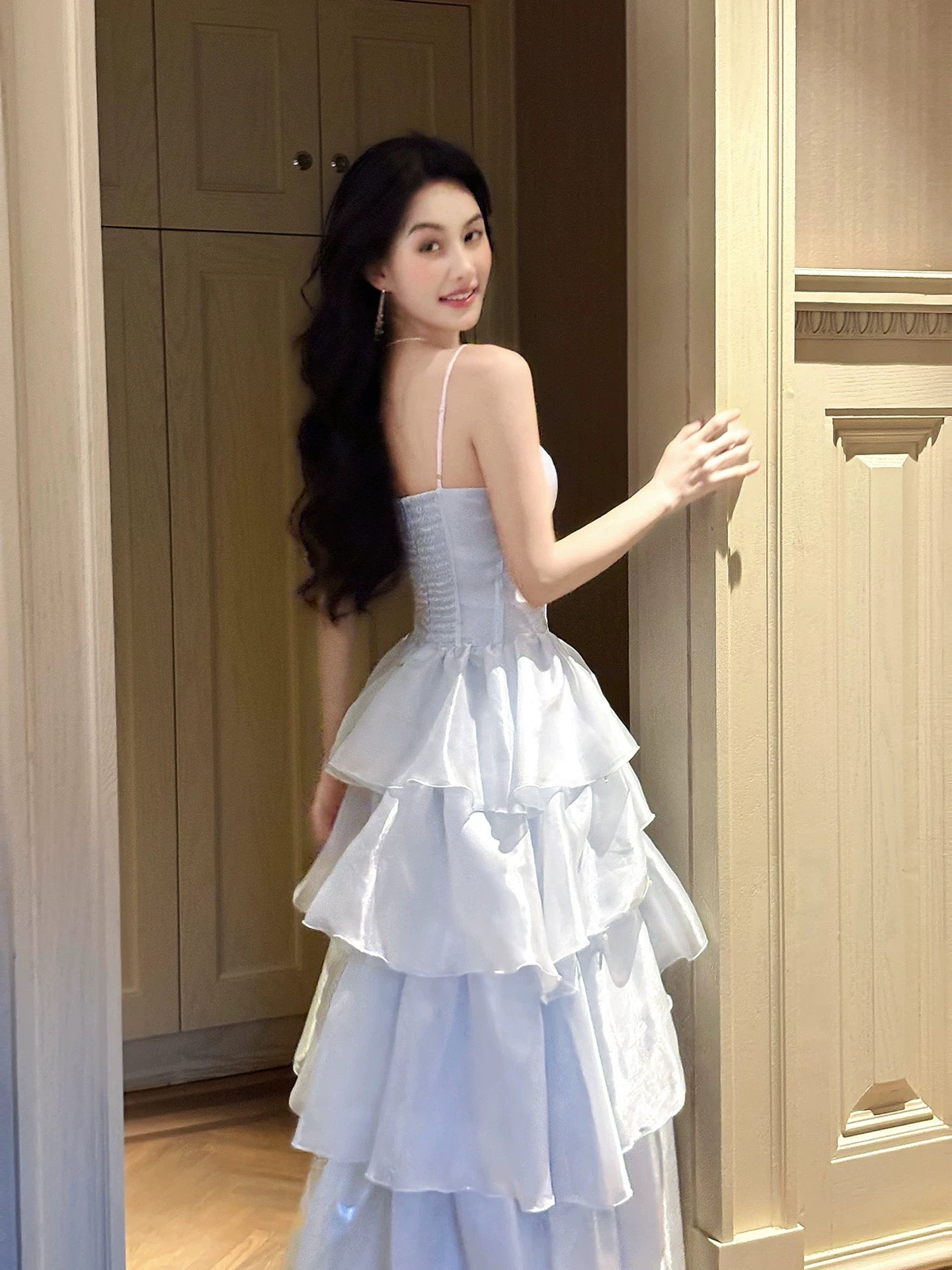 Good Job! [The Legend of the Blue Sea] French Chic Blue Spaghetti Strap Fitted Dress - Birthday Outfit