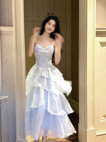 Good Job! [The Legend of the Blue Sea] French Chic Blue Spaghetti Strap Fitted Dress - Birthday Outfit